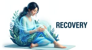 재활 및 회복 중인 환자의 무릎 보호와 케어 이미지